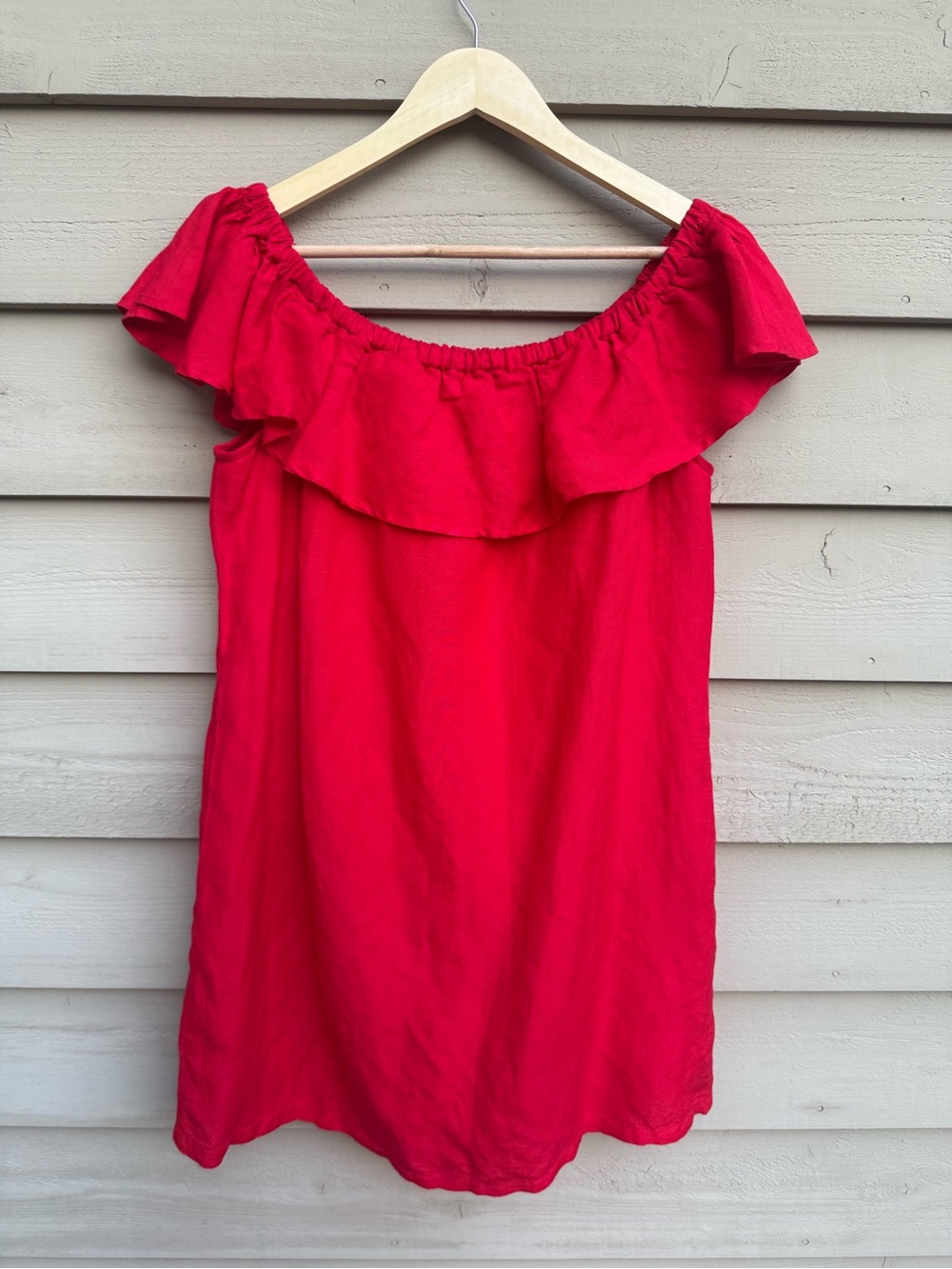Tommy Bahama St Lucia Linen-Blend Off-the-Shoulder Coverup Dress pockets M red - Picture 5 of 6